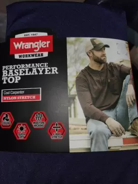 Wrangler 190009374452 New Workwear Performance Base Layer Top Nylon Stretch L Navy Blue