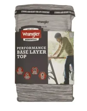 Wrangler 190009398557 Mens Baselayer Top Grey Harbor Mist Size Large 42-44