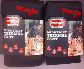 Wrangler 190009400199 Work Wear Mens Black Midweight Thermal Pants Size 2xl - New Lot Of 2