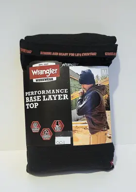 Wrangler 190009400281 New Workwear Performance Base Layer Top Mens Medium Black