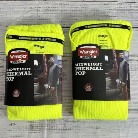 Wrangler 190009401585 Workwear Mens Midweight Thermal Top Safety Green Medium Lot Of 2