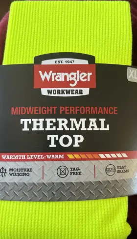 Wrangler 190009447262 Mens Workwear Mid Weight Thermal Top Safety Yellow Size Xl 46-48 New