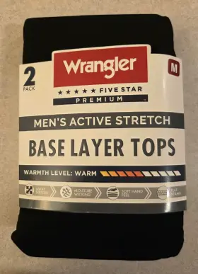 21426 Wrangler 190009448290 Five Star Premium Mens Medium Base Layer Tops 2-pack Warm Black #21426
