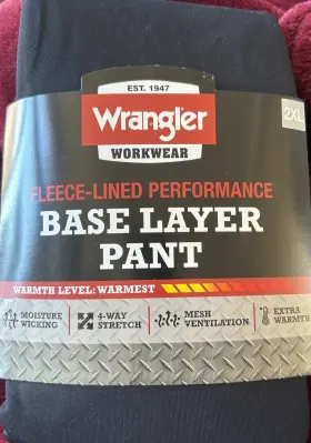 Wrangler 190009449112 Workwear Fleece Lined Performance Base Layer Pant Size 2xl