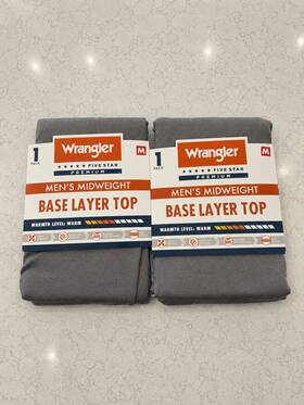 Wrangler 190009538120 Mens Size Medium 38-40 Base Layer Top Set Of 2 New Grey Warm Soft