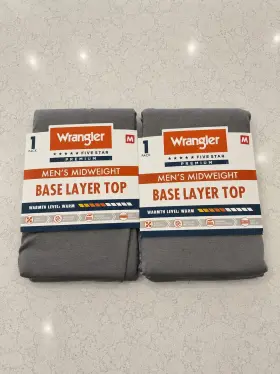 Wrangler 190009538120 Mens Size Medium 38-40 Base Layer Top Set Of 2 New Grey Warm Soft