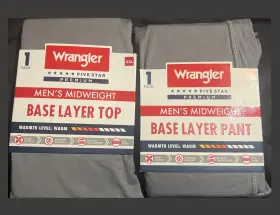 Wrangler 190009538151 Xxl Base Layer Top And Pant Set Mens Midweight Charcoal 2xl Warm New E28