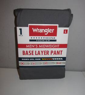 Wrangler 190009538335 Mens Midweight Base Layer Pants Size Large Brand New In Package