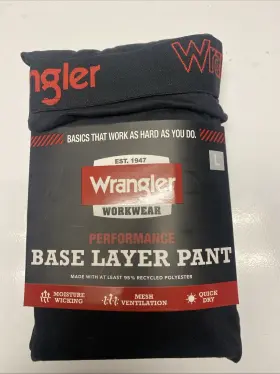 4851820 Wrangler Workwear Performance Black Polyester/spandex Thermal Base Layer Large