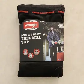 50533 Wrangler Workwear Midweight Thermal Top Black Men M Long John Zipper Pocket