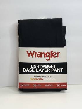 Wrangler Rn147453 Mens L Lightweight Base Layer Pants Black Warm Soft Touch Thermal Nwt
