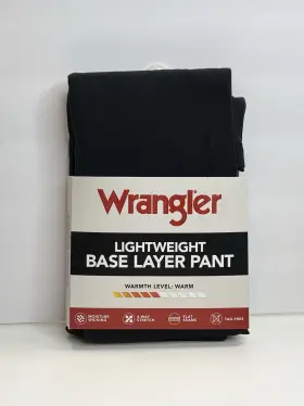 Rn147453 Wrangler Mens L Lightweight Base Layer Pants Black Warm Soft Touch Thermal Nwt