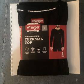 Wrangler Sh4wrm40732 Workwear Thermal Base Layer Top Black L Polyester Knit Moisture Wicking