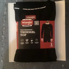 Sh4wrm40732 Wrangler Workwear Thermal Base Layer Top Black L Polyester Knit Moisture Wicking
