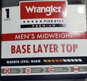 Wrangler Wfe04m0471 Five Star Premium Mens Midweight Base Layer Top Charcoal M Long Sleeve