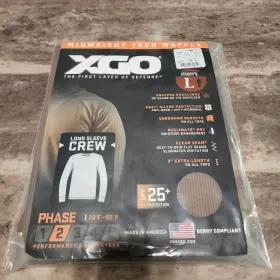 Xgo 785146615850 Waffle Mens Large Midweight Tech Top Long Sleeve Crew Tan