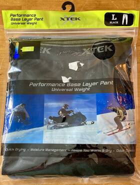 Xtek 660-3705 Performance Base Layer Pant Mens Size Large L Black Very Cold Pants
