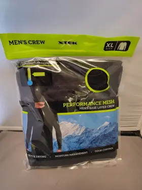 Apo-170-5 Xtek Mens Performance Base Layer Thermal Crew Top Xl 46-48 Black