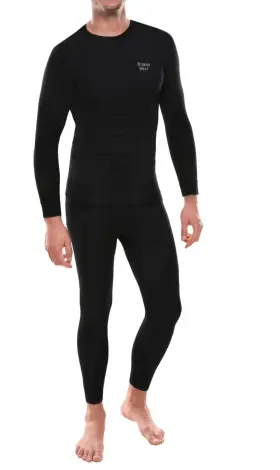 Xtreme Heat 636458551896 Mens Thermal Underwear Set Insulated Shirt And Long Johns Black Size L