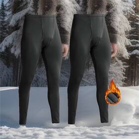 Yushow M234-2p-hei-3xl Mens Fleece Lined Thermal Base Layer Bottoms 2 Pack Black 3xl Brand New In Bag