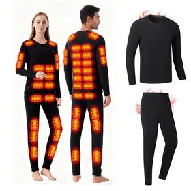 Yzhffhlf Jiaretaozhuang-01 Heated Thermal Underwear Set For Men Women - Usb/dc Black Large