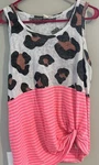 Bibi Hot Pink Leopard Print Tank Top Knot Tie Front Women's Medium Pre-owned. Price: $8.00.