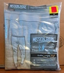 Mission Ridge Men's Premium Thermal Bottoms Ankle Length Gray 2XL New. Price: $8.00.