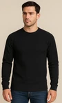 Men's Cotton Waffle Knit Black Shirt Warm Thermal Top For Winter - Free Shipping New. Price: $16.99.
