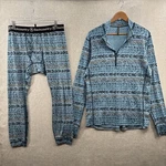 Backcountry Merino Baselayer Set Top And Bottom Mens Large Blue Geometric Wool Pre-owned. Price: $69.95.