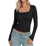 Yogingo Women's Long Sleeve Shirt Square Neck Basic Slim Fit Tees Fall Y2K Pre-owned. Price: $8.00.