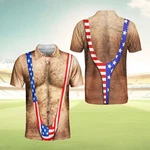 Funny American Flag Polo Shirt For Men, Hairy Chest Illusion Usa Print Gift New. Price: $40.99.