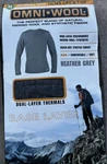 Omni-wool Men's Crew Base Layer Top Merino Blend Thermal Long Sleeve Gray Xl New. Price: $41.03.