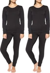Real Essentials Women's Thermal Long Underwear Set Black Size Johns New. Price: $15.99.