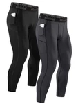 Runhit Mens Leggings Compression Pants Medium, 2 Pack Pocket :black & Gray New. Price: $34.46.