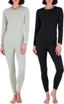 Real Essentials Women's Thermal Long Underwear Set Black Gray Size Xl Johns New. Price: $18.99.