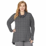Cuddl Duds Womens Black Gray Cowl Neck Knit Long Sleeve Tunic Top Plus Sz 1X New. Price: $28.49.