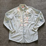 Wrangler Top Shirt Womens Medium Blue Denim Button Long Sleeve Star Tie Dye Pre-owned. Price: $25.19.