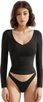 Suuksess Women's Neck Crop Tank Top Large Black Lined Casual Long Sleeve Shirt New. Price: $17.74.