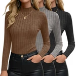 3 Pack Women's Mock Turtleneck Sweater Ribbed Knit Long Sleeve Tops Soft Ther... New. Price: $61.27.