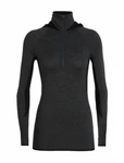 Icebreaker Women Fluid Zone Ls Half Zip Hooded Pullover (s) Jet Heather / Black New. Price: $160.00.
