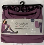 New Purple 2 Piece Climateright By Cuddl Duds Women Base Top & Legging Xs. Price: $14.00.