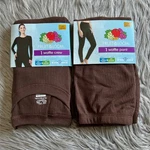 Fruit Of Loom Thermal Set Women's Size Large Brown Waffle Crew Shirt Pants New. Price: $24.99.