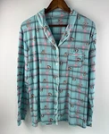 Cuddl Duds Women Short Sleeve Button Down Knit Notch Collar Pj Top Green Nwt New. Price: $17.99.
