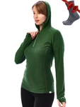 Merino Wool Hoodie Women - Slim Fit 100% Base Layer Half Zi... New. Price: $116.41.