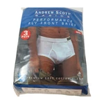3 Pack Andrew Scott Performance Fly Front White Briefs Sz Mens Underwear New. Price: $7.99.