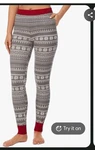 New Women's Cuddl Duds Gray Red Snowflake Fair Isle Waffle Thermal Leggings. Price: $12.95.