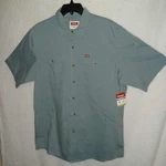 Wrangler Men's Relaxed Stretch Short Sleeves Cotton Poly Button Shirt Blue (9G) New. Price: $16.99.