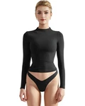 Suuksess Women Double Lined Mock Turtle Neck Long Sleeve Shirt Fitted Y2K Crop New. Price: $30.40.
