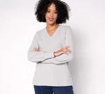 Cuddl Duds Women's Top Sz Ribbed Fleece V-neck Medium Grey Heather A667646 New. Price: $19.79.