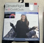Climateright By Cuddl Duds Thermal Guard Long Sleeve Crew Base Layer S/ch Black New. Price: $12.00.